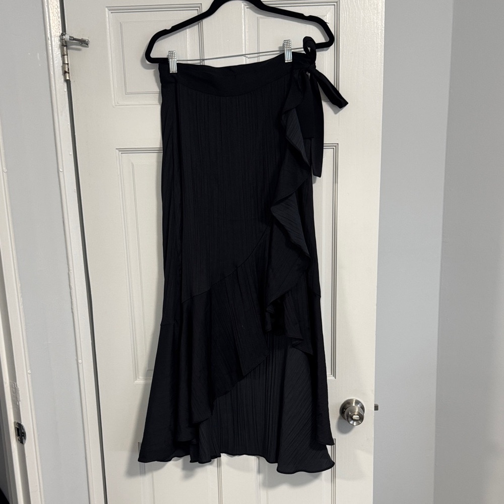 Maeve Black Asymmetrical Ruffle Skirt